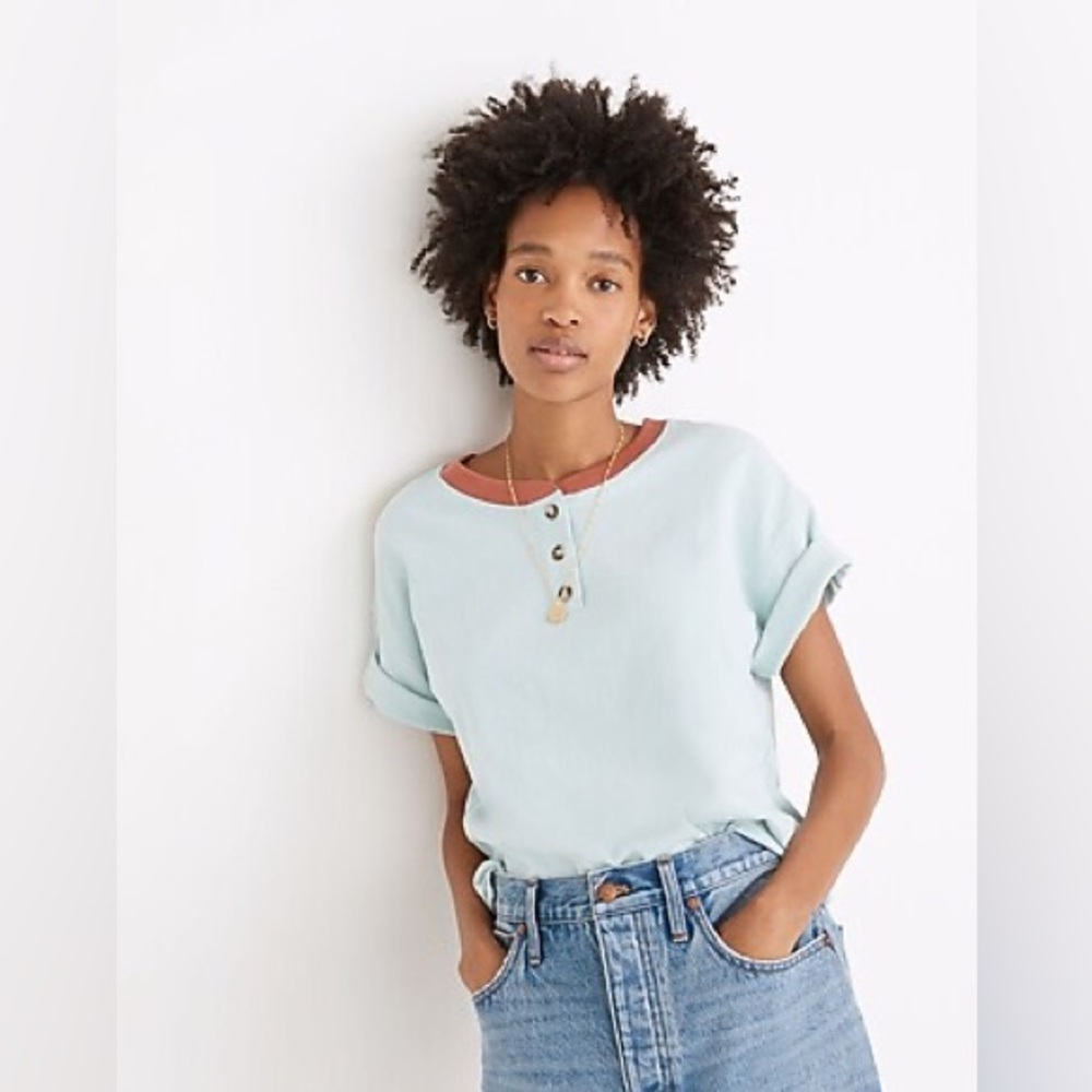Madewell Parkview Ringer Henley Tee women’s large